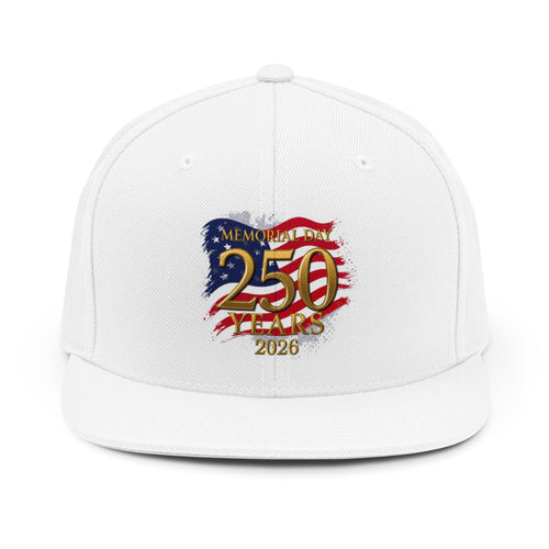 250 Years 2026 Commemorative Snapback Hat — American Flag Anniversary Design