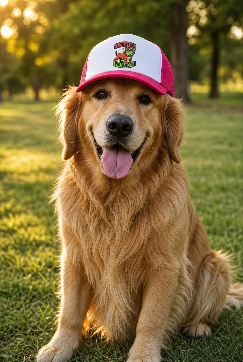 Dog Trucker Hat - "Look At Me I'm Famous"
